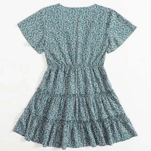 Surplice Neck Frill Trim Ditsy Floral Dress NWOT 💜💜💜👍 👗👗👗💜 - Picture 1 of 9